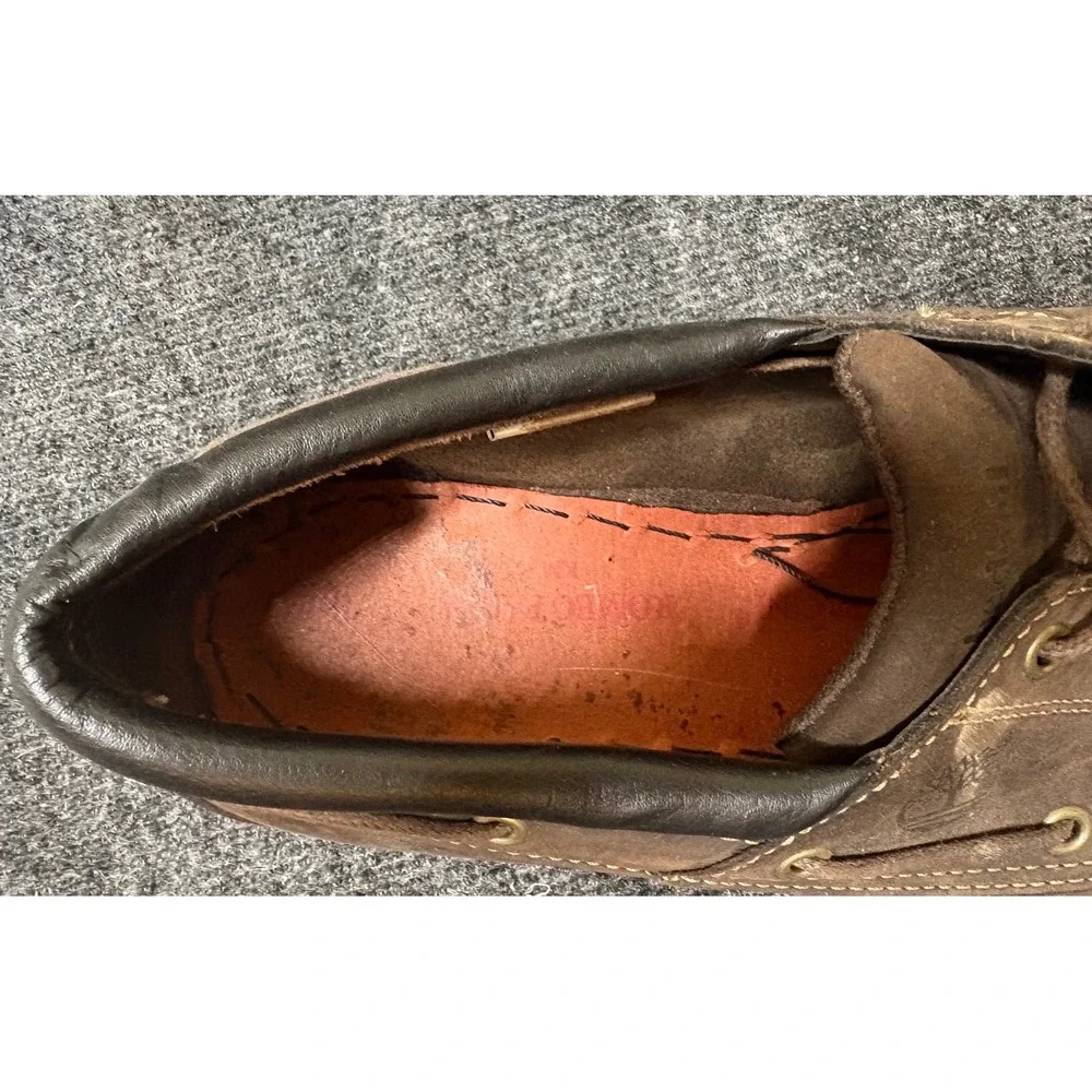 Timberland Mens 3-Eye Lug Handsewn Boat Shoes Brown Leather Loafers 84593 12M